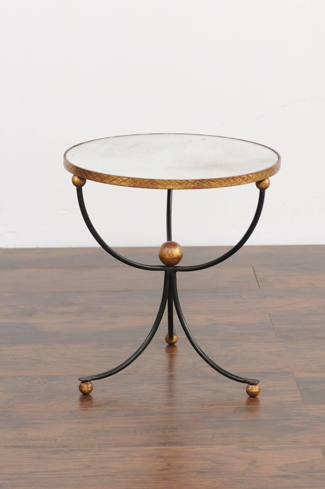 1950s Vintage Italian Midcentury Palladio Gilt Metal and Iron Table In Good Condition In Atlanta, GA