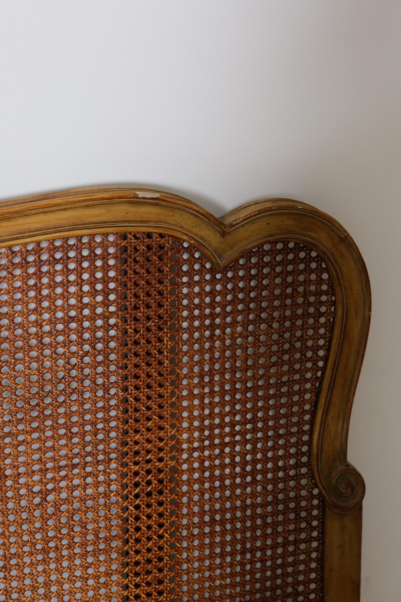 American 1950s Vintage French Provincial Cane King Headboard
