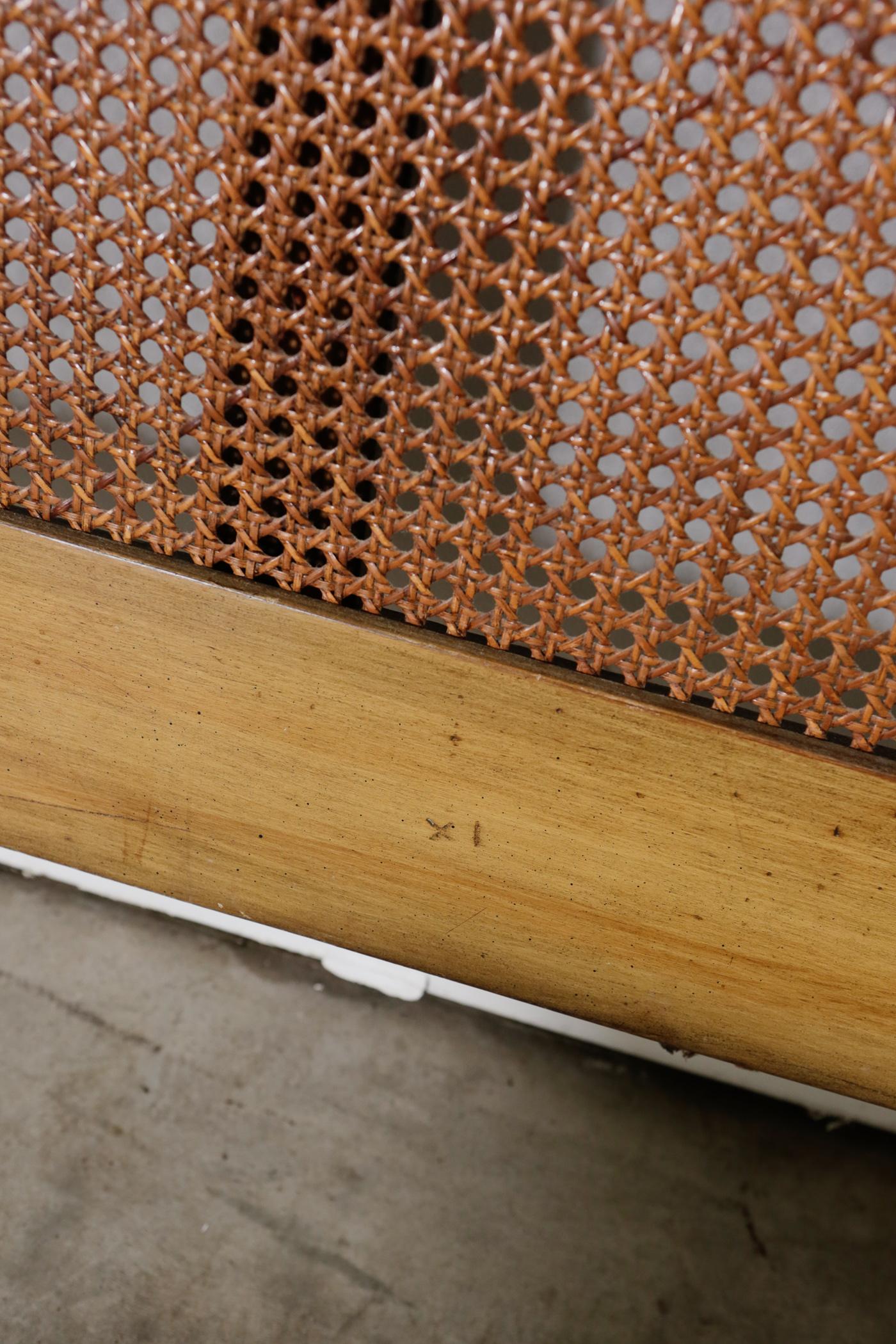 Mid-20th Century 1950s Vintage French Provincial Cane King Headboard