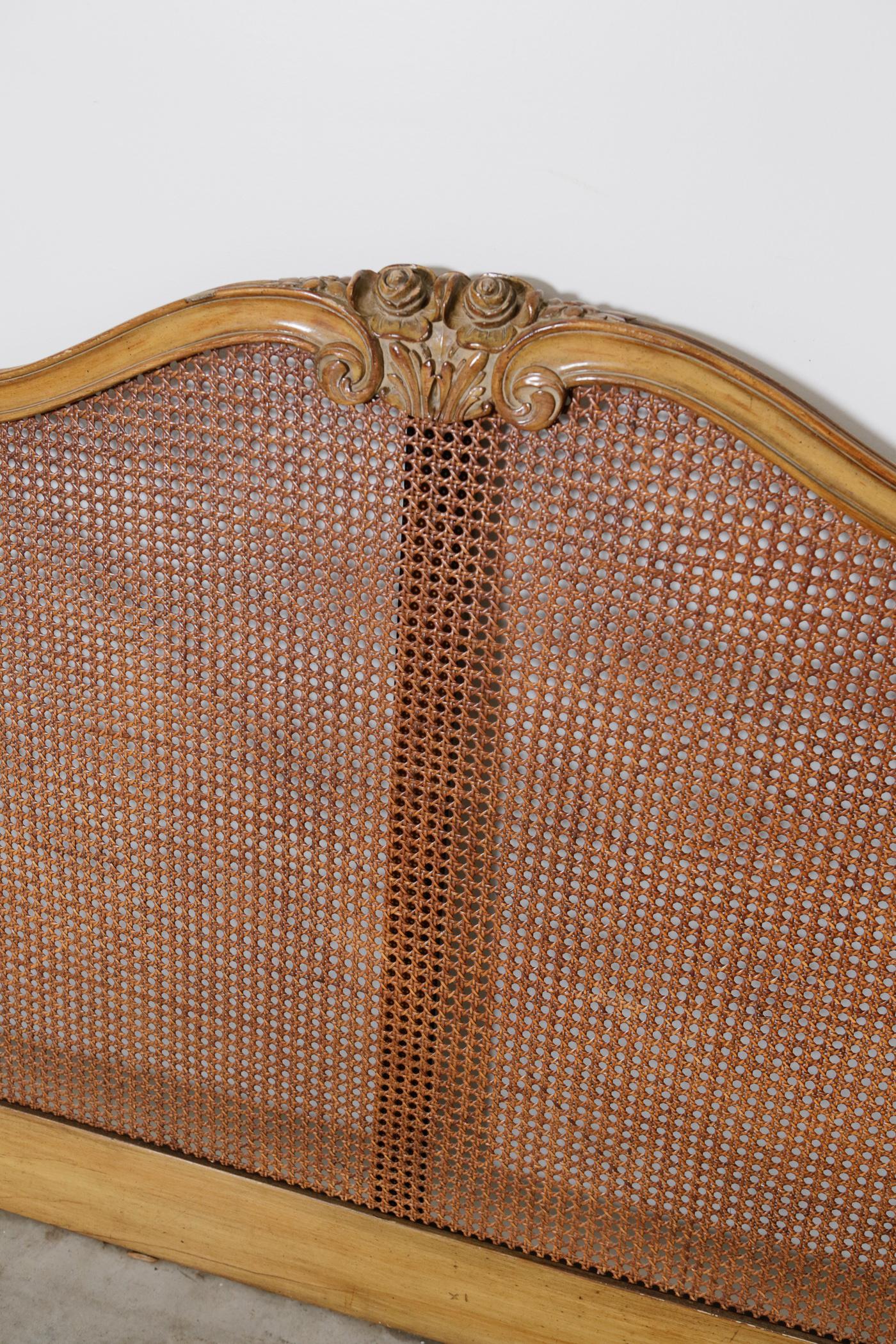 1950s Vintage French Provincial Cane King Headboard 1