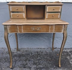 1950's Vintage French Provincial Ladies Writing Desk - Gilt Wash