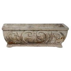 1950s Vintage French Rectangular Fleur-de-lis Cement Planter
