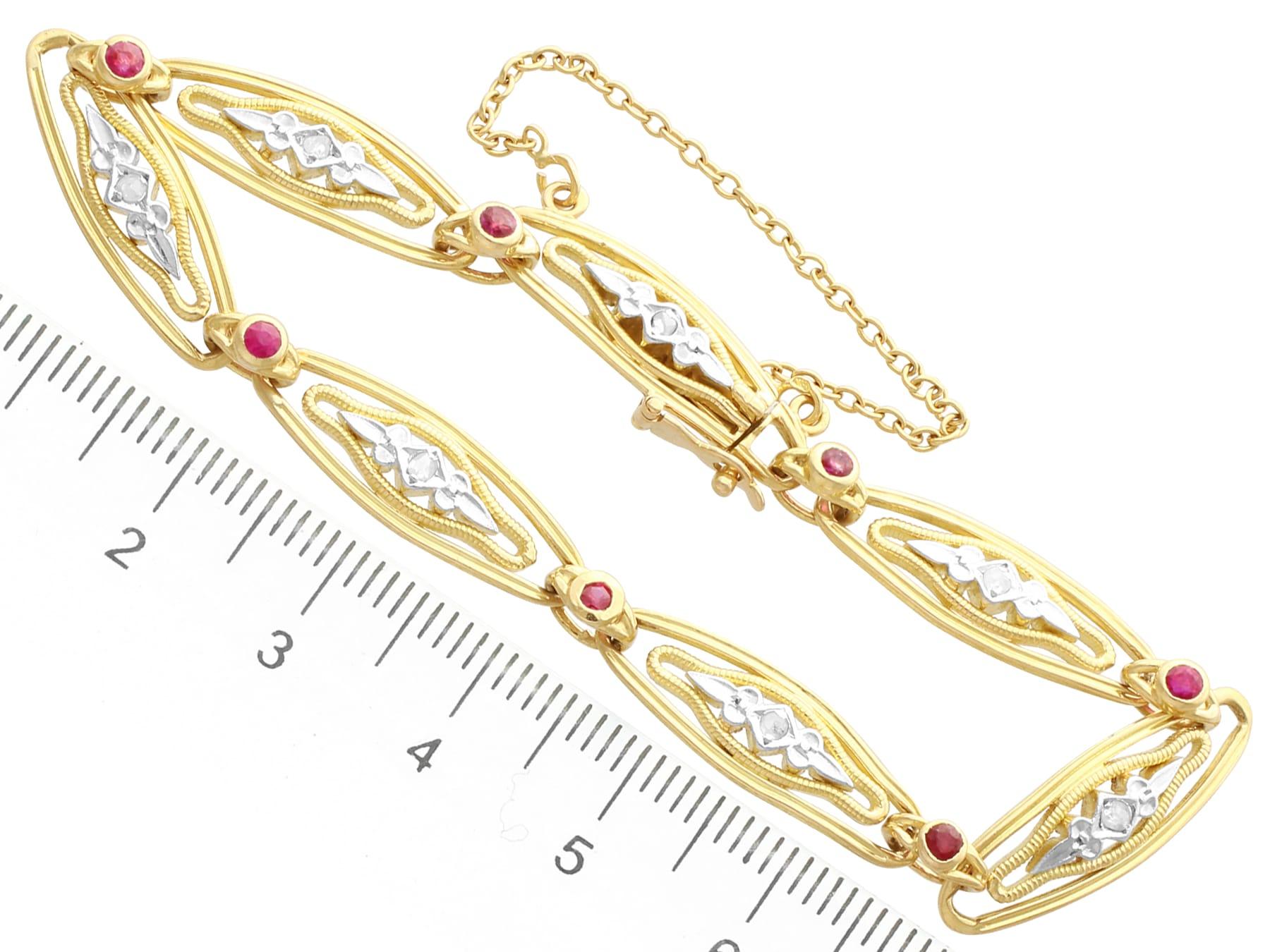 1950s Vintage French Ruby and Diamond Gold Bracelet For Sale 1