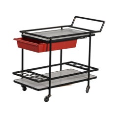 1950s Vintage French Trolley in Black Laquered Metal