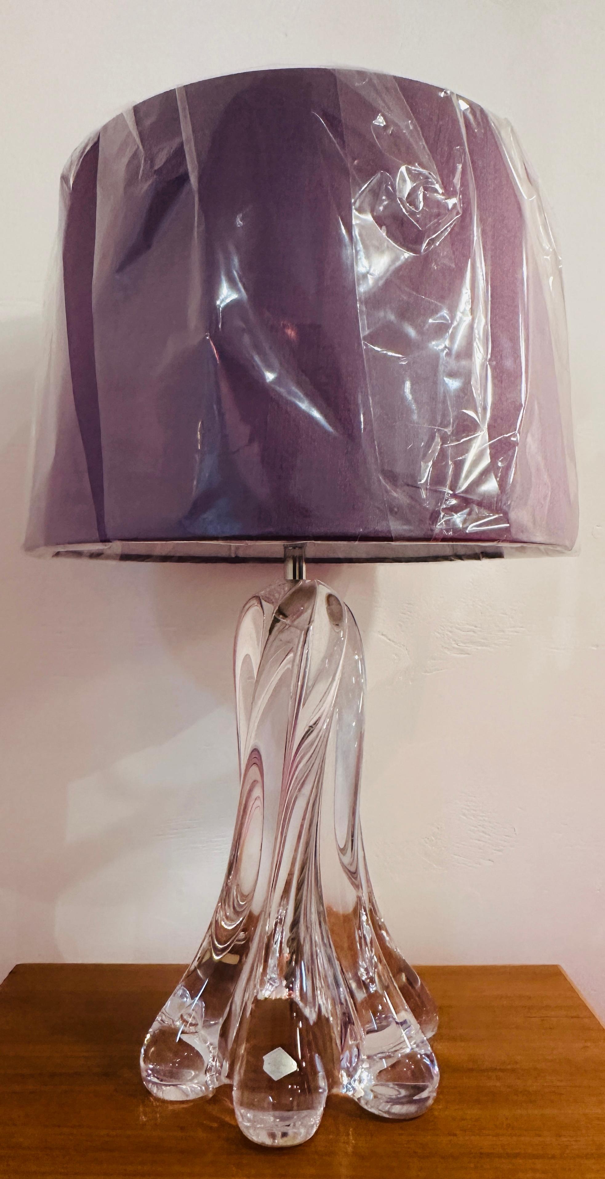 1950s Vintage French Vannes le Châtel Clear Crystal Glass Raindrop Table Lamp 6