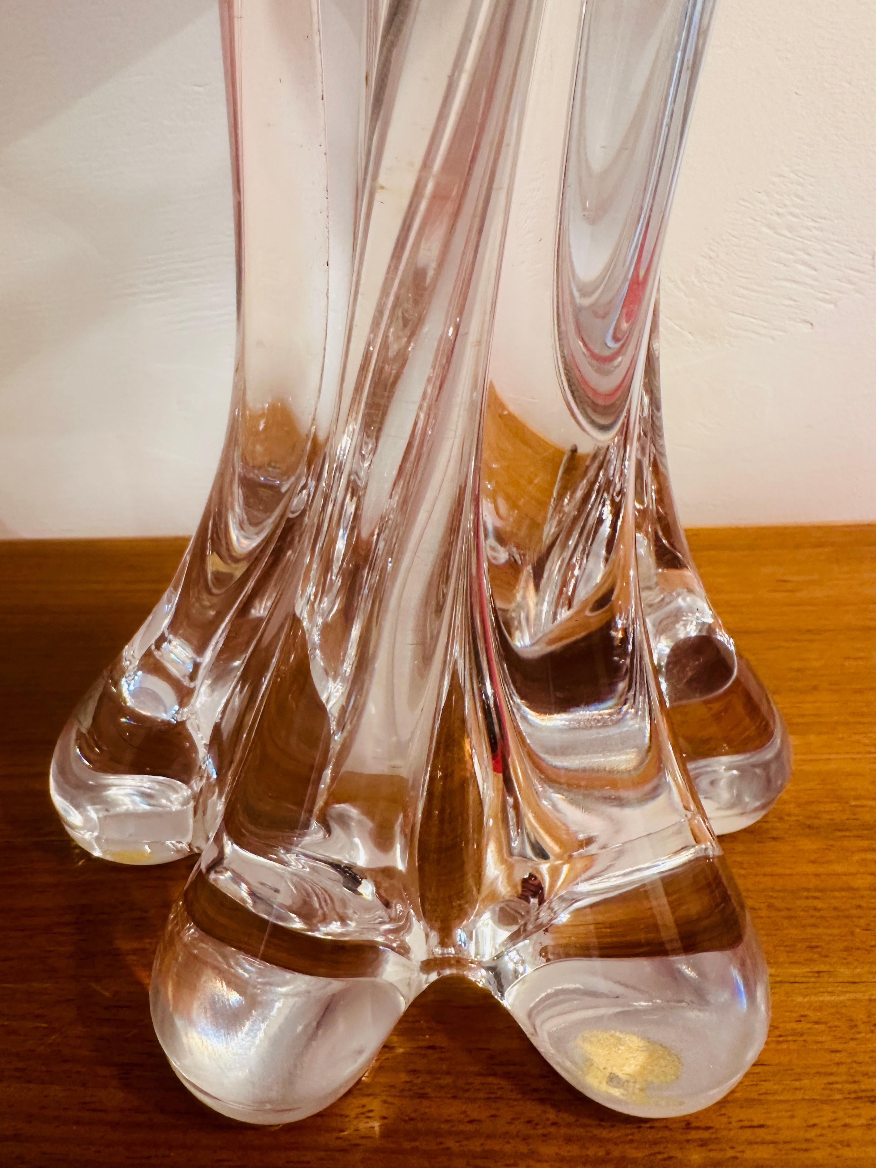 1950s Vintage French Vannes le Châtel Clear Crystal Glass Raindrop Table Lamp 9