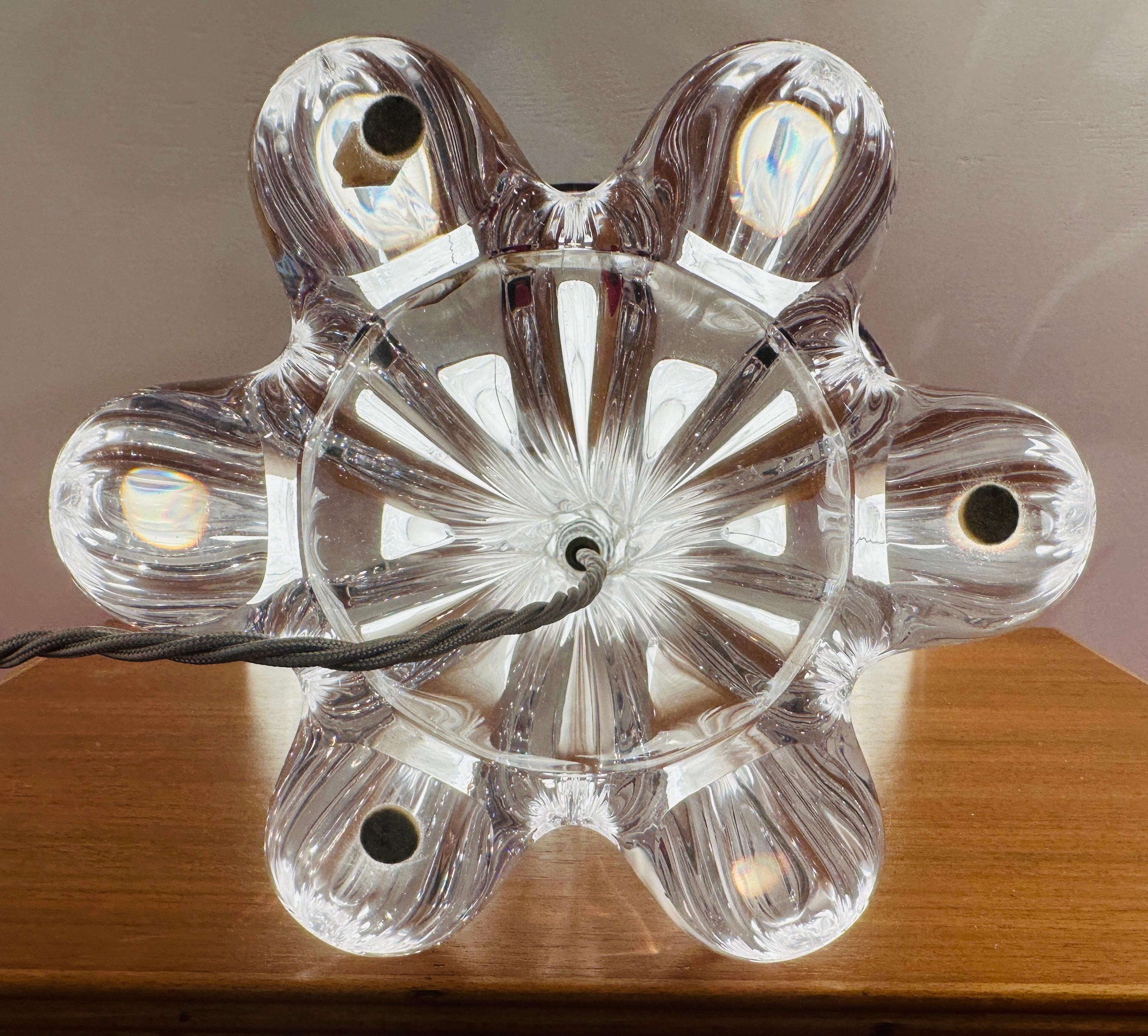 1950s Vintage French Vannes le Châtel Clear Crystal Glass Raindrop Table Lamp 11