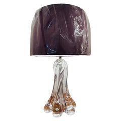 1950s Vintage French Vannes le Châtel Clear Crystal Glass Raindrop Table Lamp