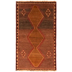 1950er Vintage Gabbeh Teppich Rot Beige Midcentury Persian Tribal von Rug & Kilim