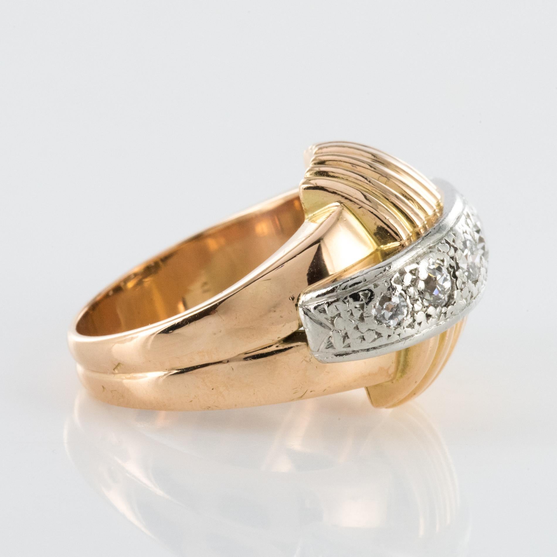 1950s Vintage Gadroons Diamond 18 Karat Yellow Gold Ring For Sale 5