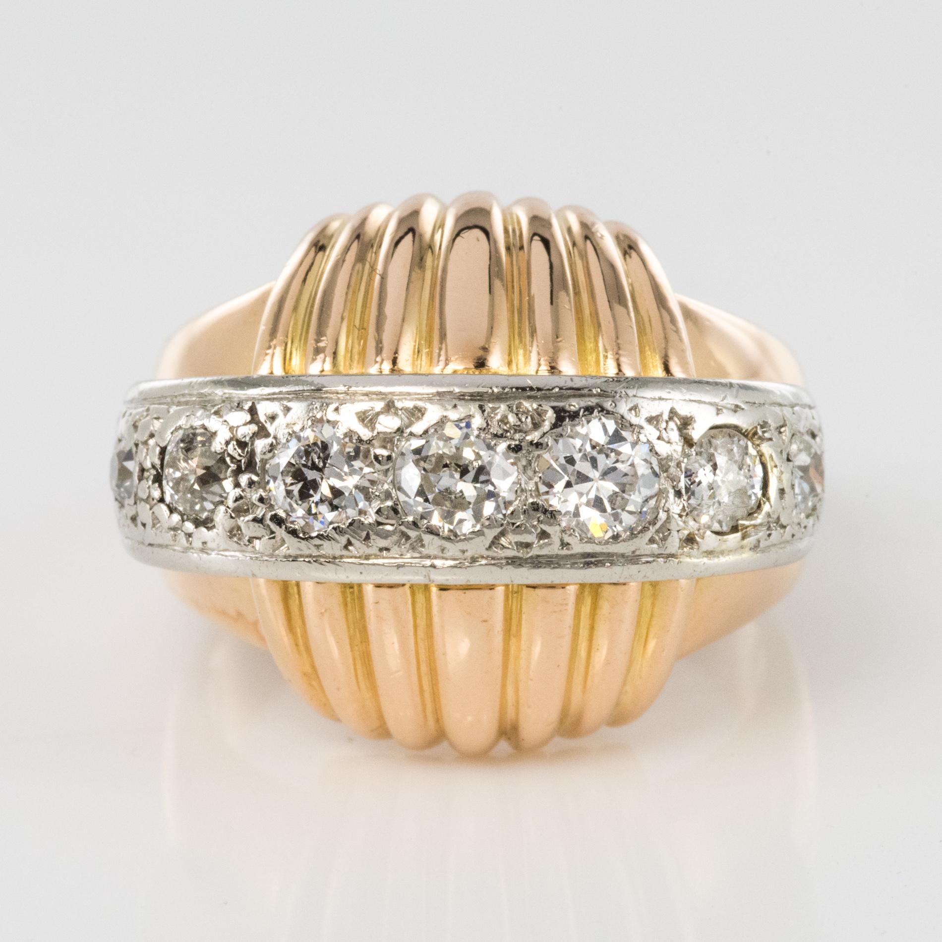 1950s Vintage Gadroons Diamond 18 Karat Yellow Gold Ring For Sale 7