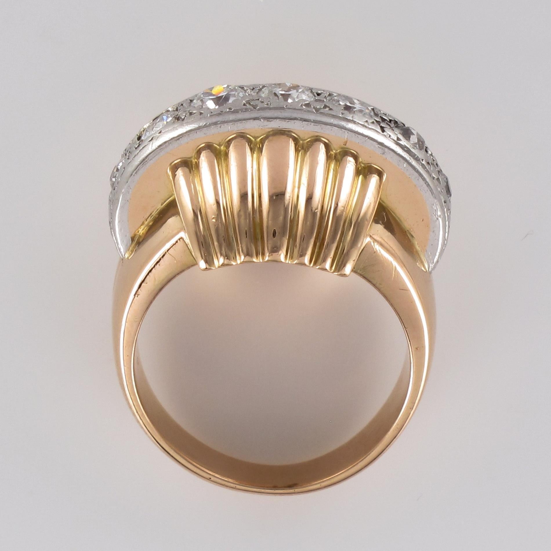 1950s Vintage Gadroons Diamond 18 Karat Yellow Gold Ring For Sale 9