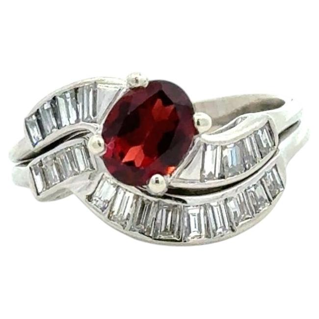 1950's Vintage Granat & Baguette Diamant Cocktail Ring