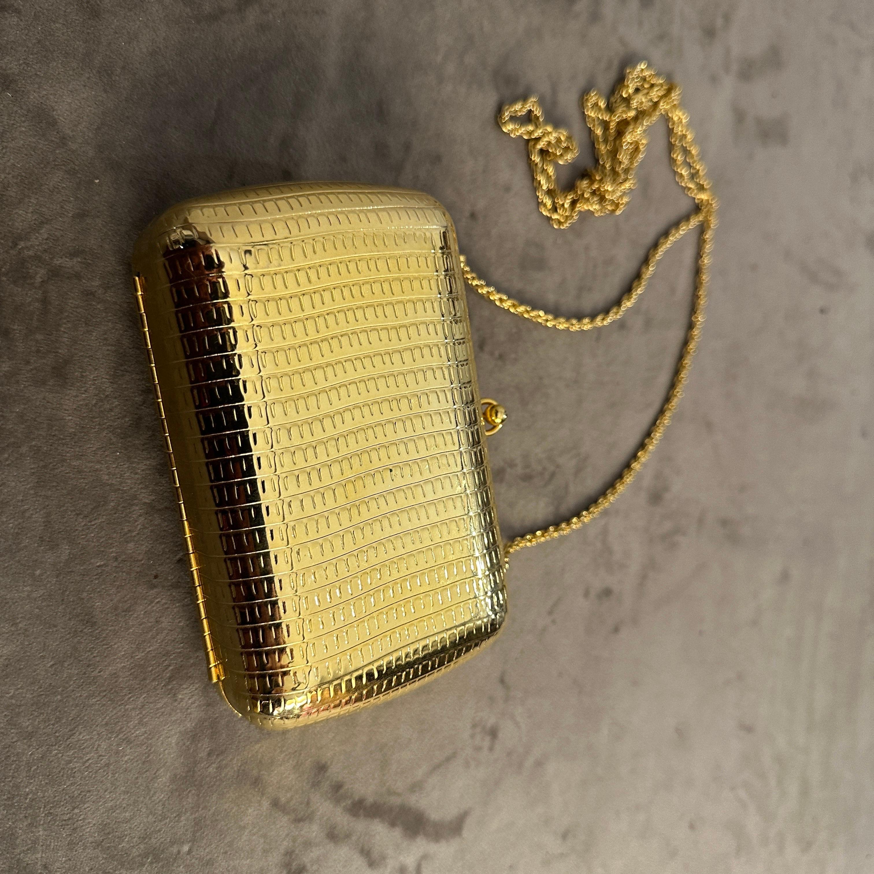 Beige 1950s Vintage Gilded Metal Bag Evening Bag