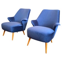 1950s Vintage Gio Ponti Style Midcentury Armchairs, a Pair