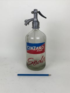 1950s Vintage Glass Italian Advertising Syphon Seltzer Cinzano Soda Bar Bottle