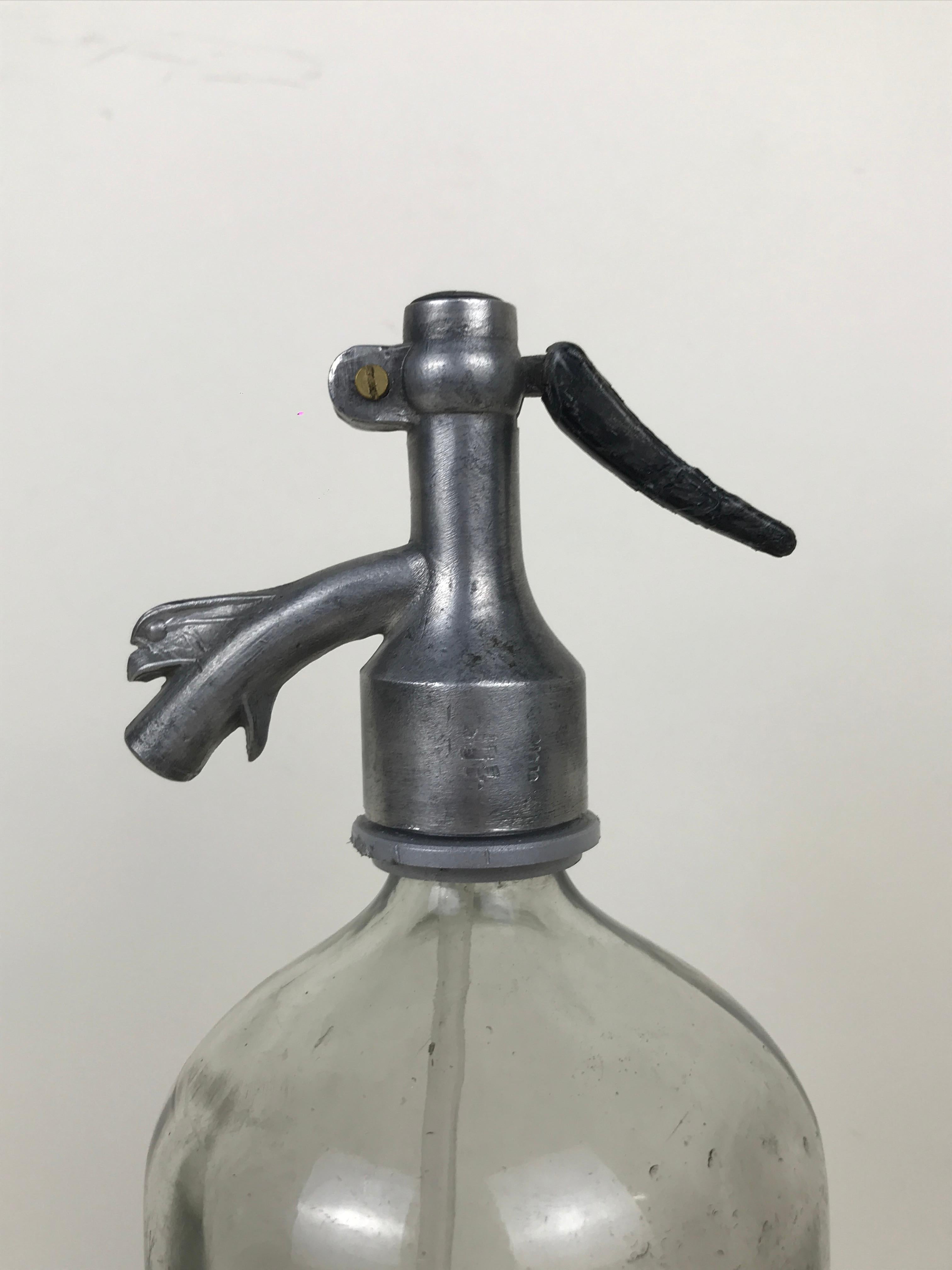 1950s Vintage Glass Italian Advertising Syphon Seltzer Cinzano Soda Bar Bottle For Sale 2
