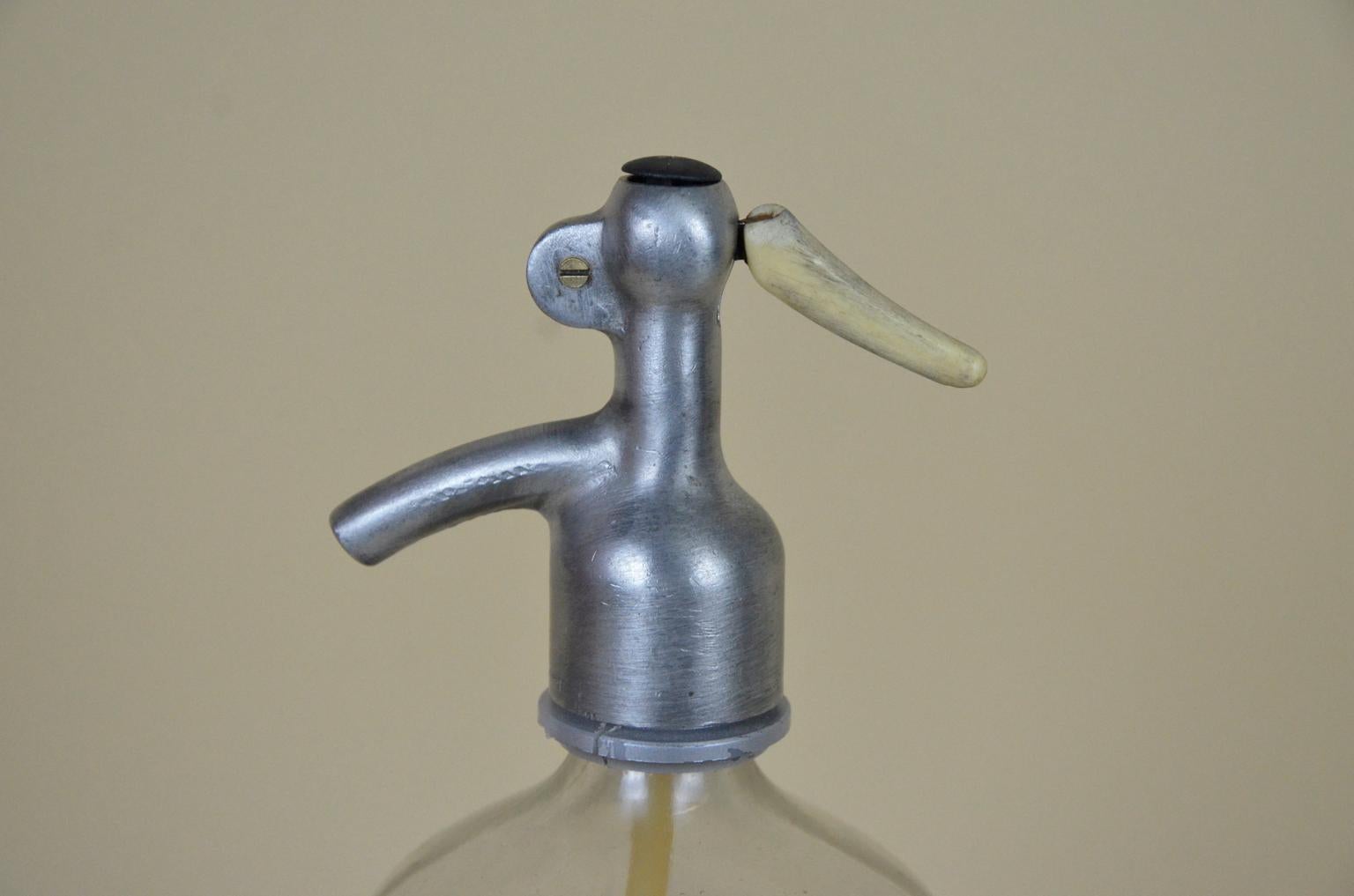 Mid-20th Century 1950s Vintage Glass Italian Soda Syphon Seltzer Logo Cinzano Soda Bar Bottle