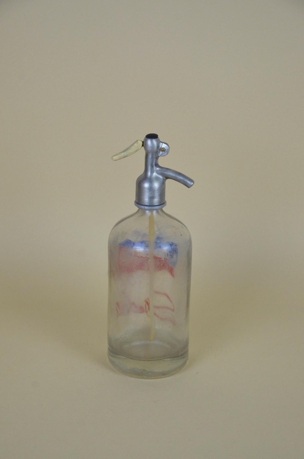 1950s Vintage Glass Italian Soda Syphon Seltzer Logo Cinzano Soda Bar Bottle 1