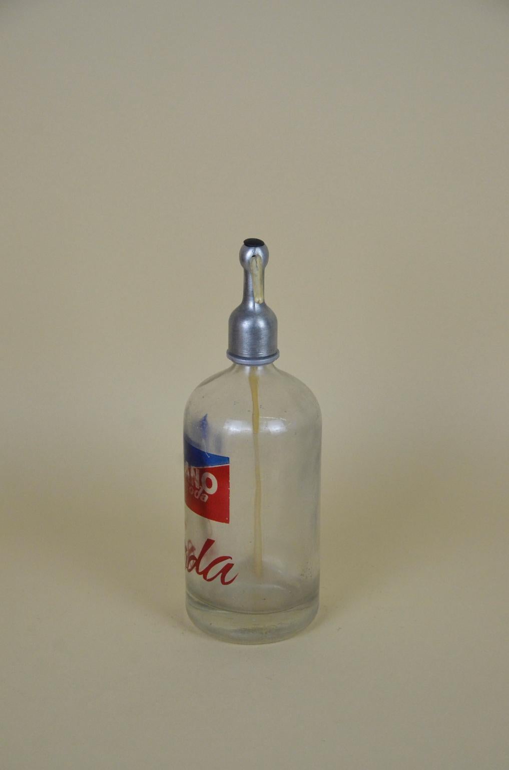 1950s Vintage Glass Italian Soda Syphon Seltzer Logo Cinzano Soda Bar Bottle 2