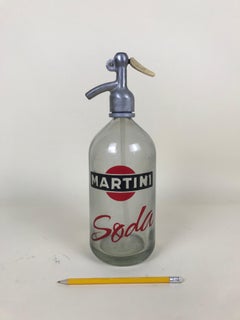 1950s Vintage Glass Italian Soda Syphon Seltzer Logo Martini Soda Bar Bottle