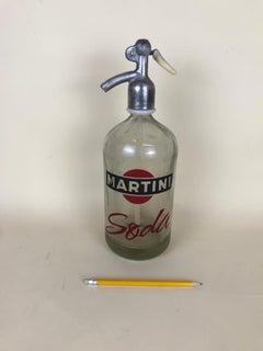1950s Vintage Glass Italian Soda Syphon Seltzer Logo Martini Soda Bar Bottle