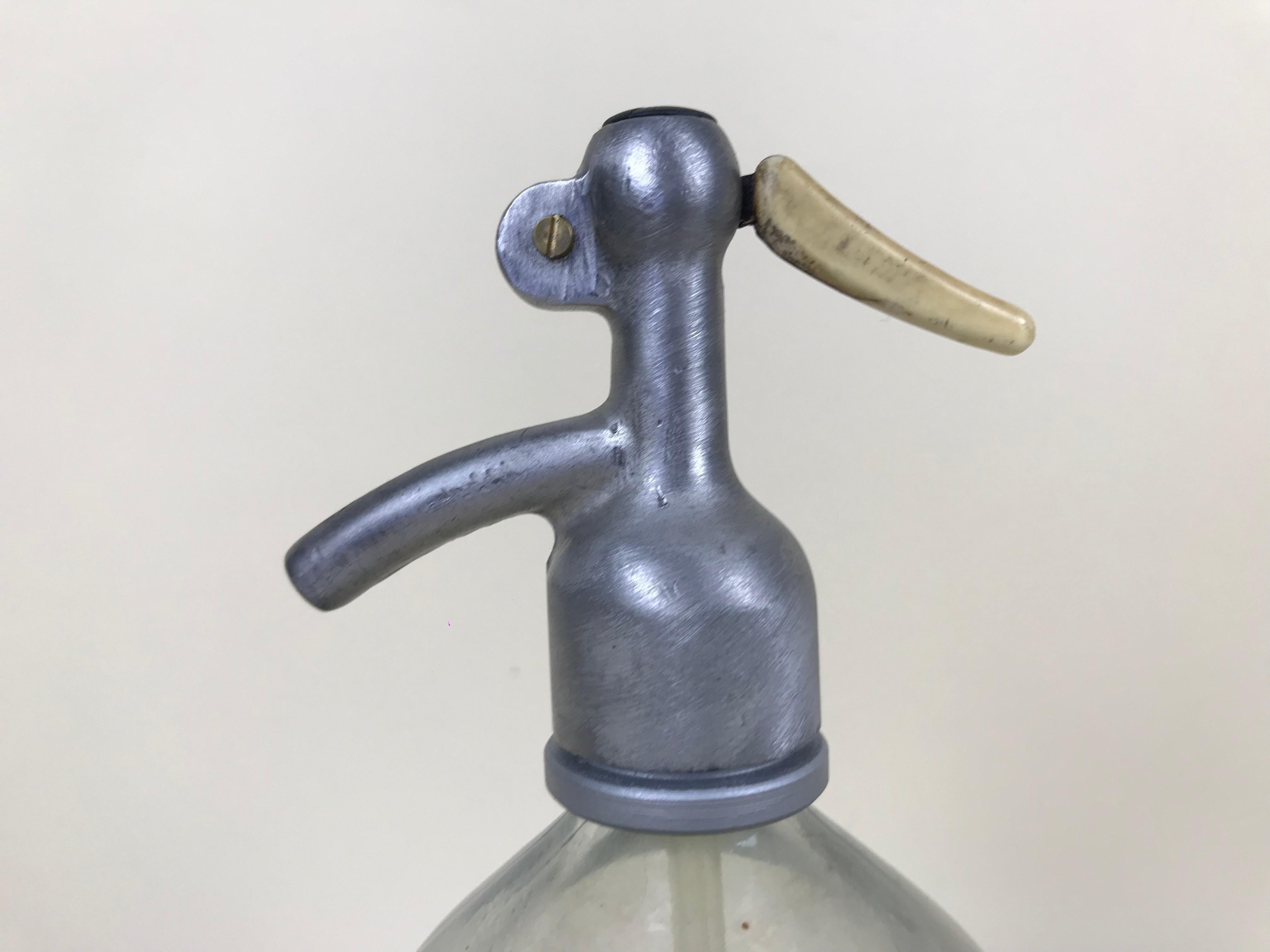 1950s Vintage Glass Italian Soda Syphon Seltzer Logo Martini Soda Bar Bottle 2