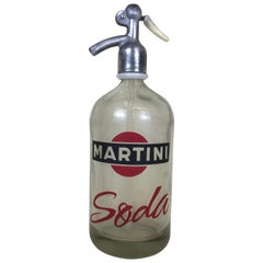 1950s Retro Glass Italian Soda Syphon Seltzer Logo Martini Soda Bar Bottle