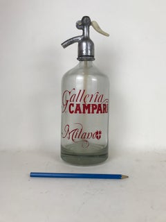 1950s Vintage Glass Soda Syphon Advertising Seltzer Galleria Campari, Milano