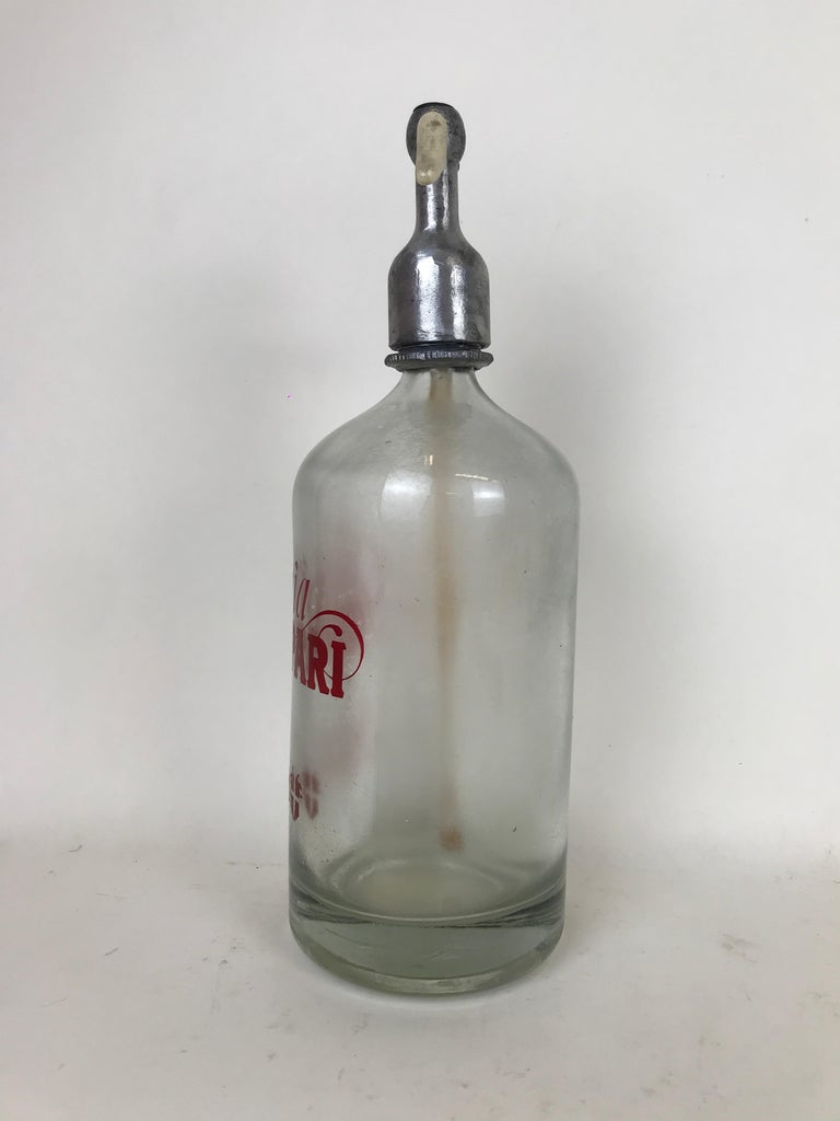 Mid-Century Modern 1950s Vintage Glass Soda Syphon Advertising Seltzer Galleria Campari, Milano For Sale