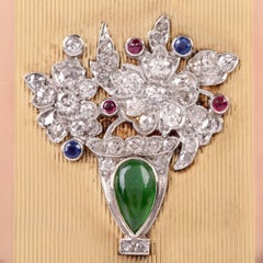 Boîte compacte Art Déco en or:: platine et diamant