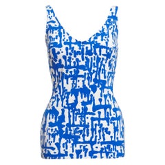 1950s Vintage 'Graffiti' Print Swimsuit Overskirt Detail & Padded Breast Cups 