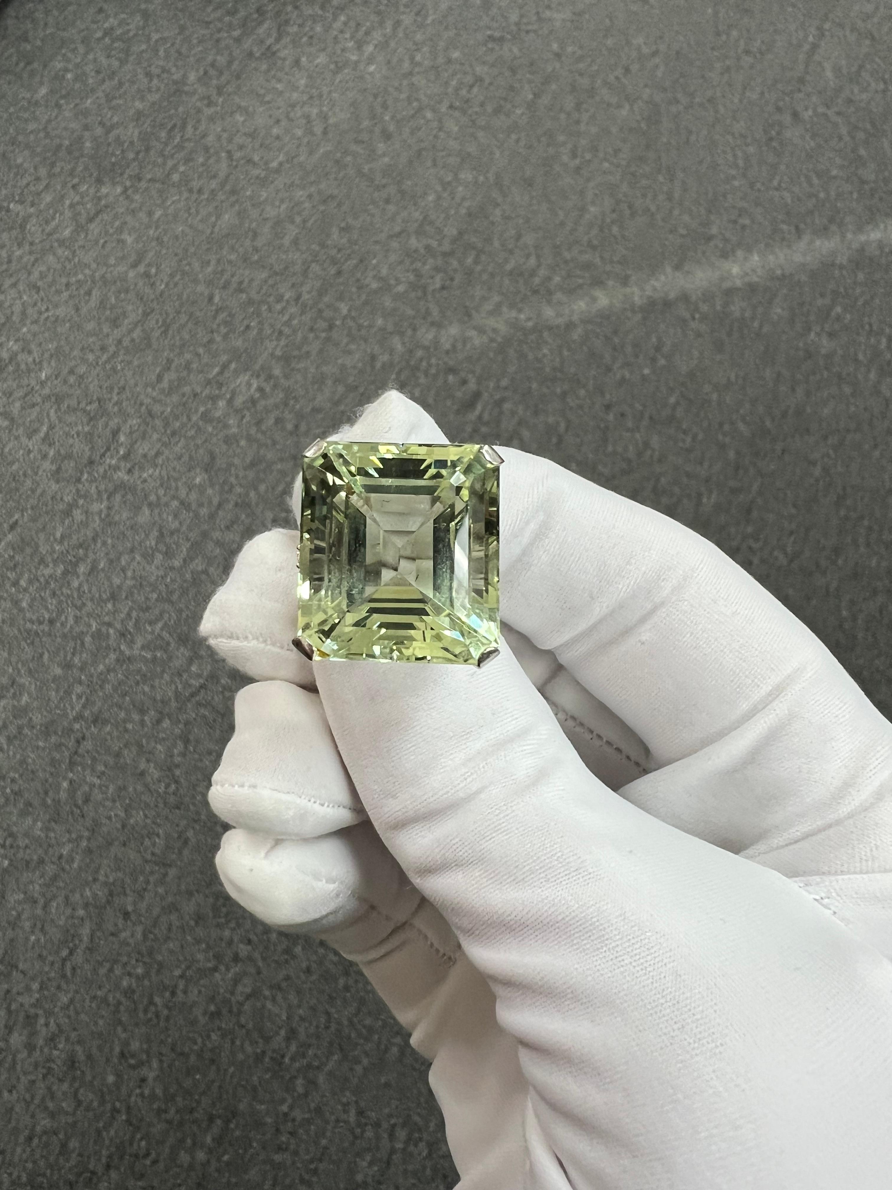 1950s Vintage Béryl Vert Diamant Or Blanc Bague de Cocktail 4