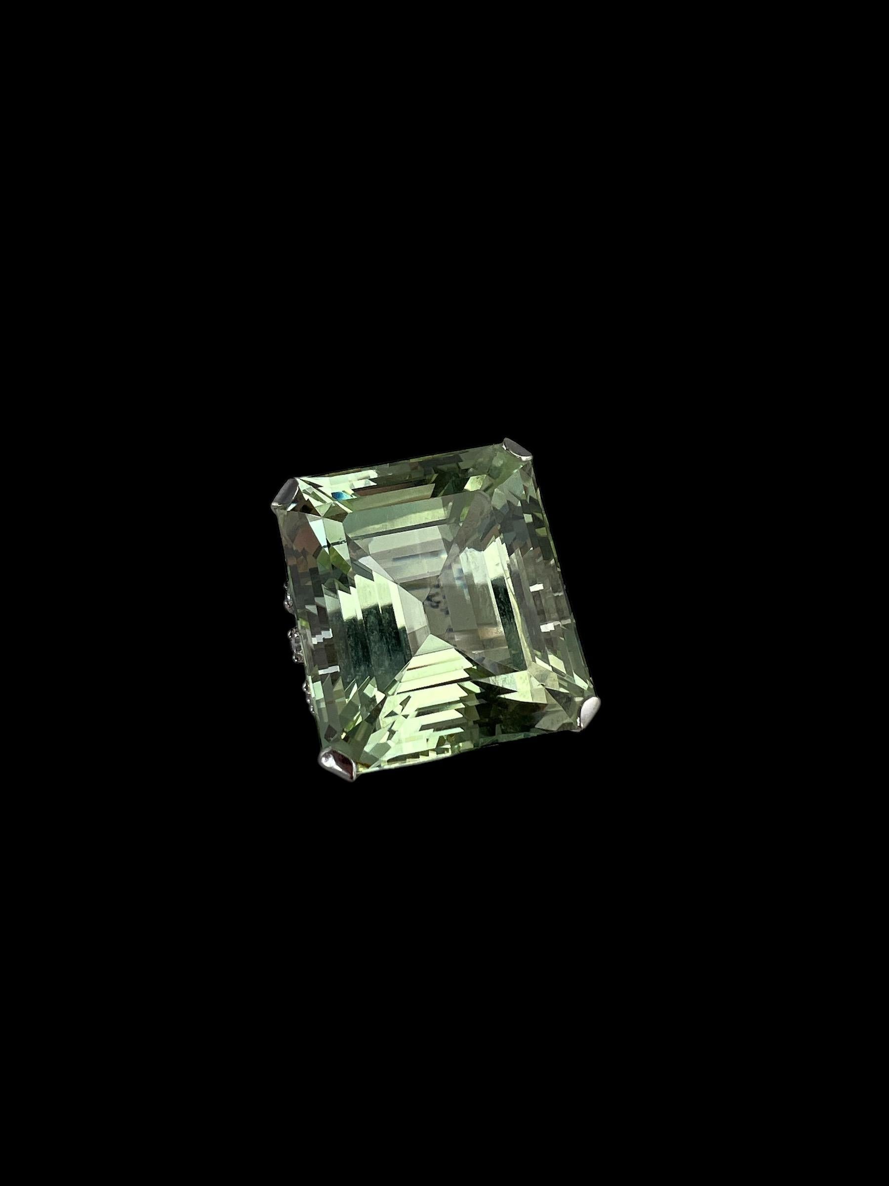  1950s Vintage Béryl Vert Diamant Or Blanc Bague de Cocktail Unisexe 