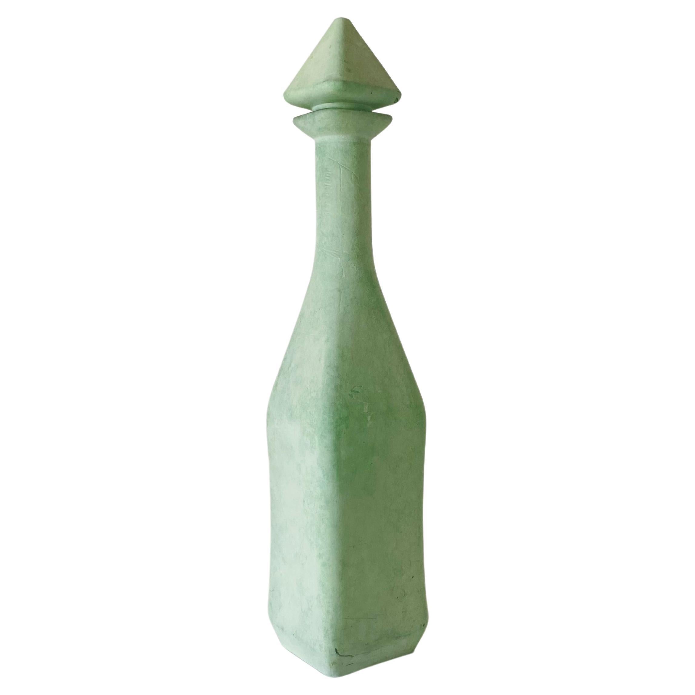 Green Decorative Bottle, Italy 1950's For Sale