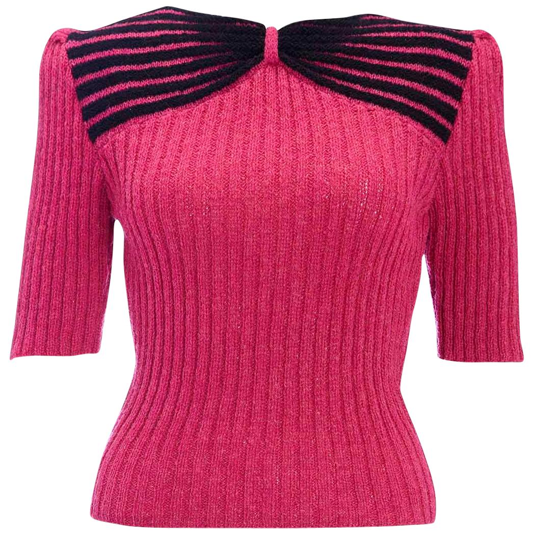 1950s Vintage Jumper - Hand Knitted - Puff Sleeve Detail For Sale