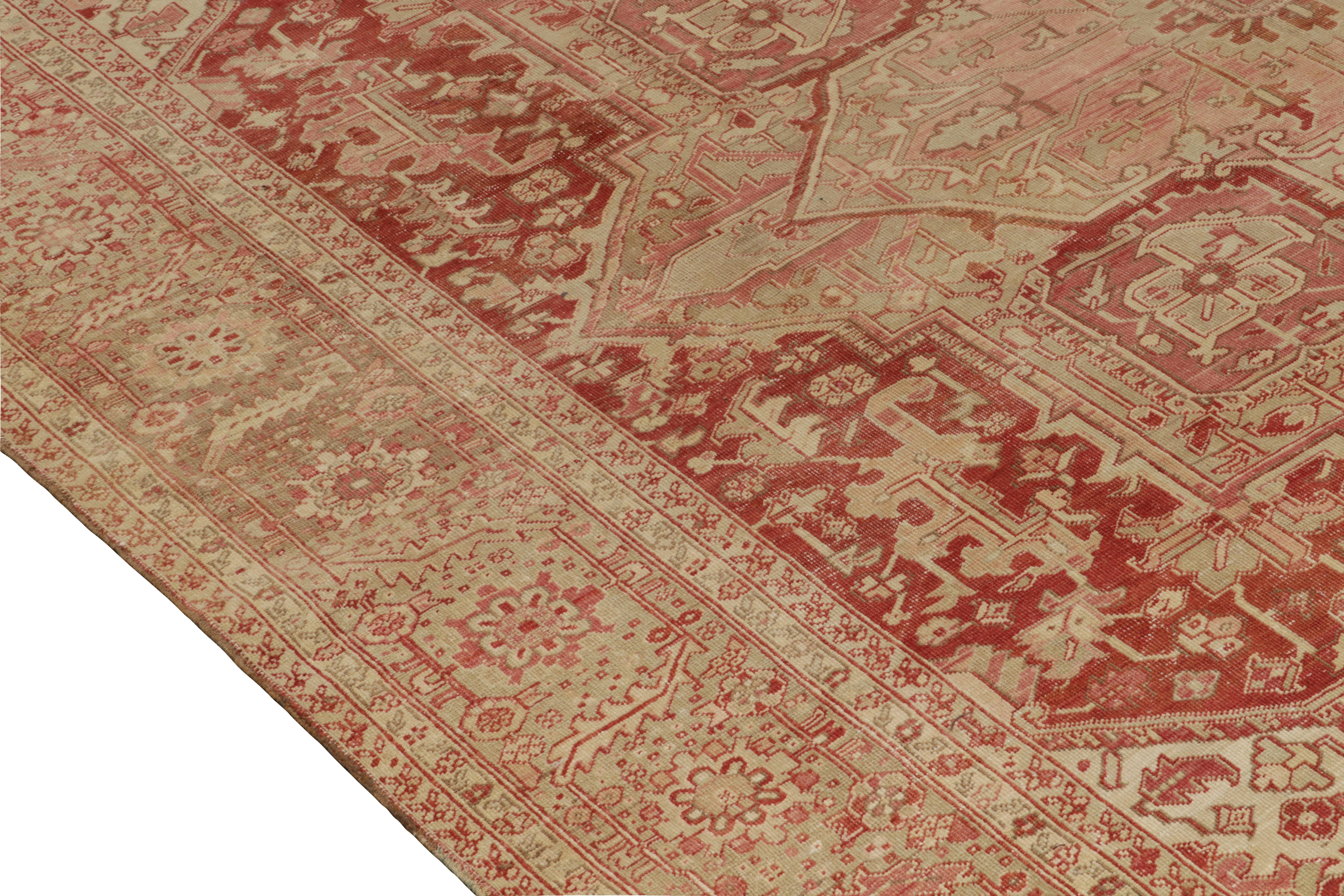 Persian 1950s Vintage Serapi rug in Red & Pink Floral Medallion Patterns by Rug & Kilim For Sale