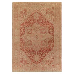 1950er Jahre Vintage Serapi-Teppich in Rot & Rosa mit Blumenmedaillon-Muster von Teppich & Kelim