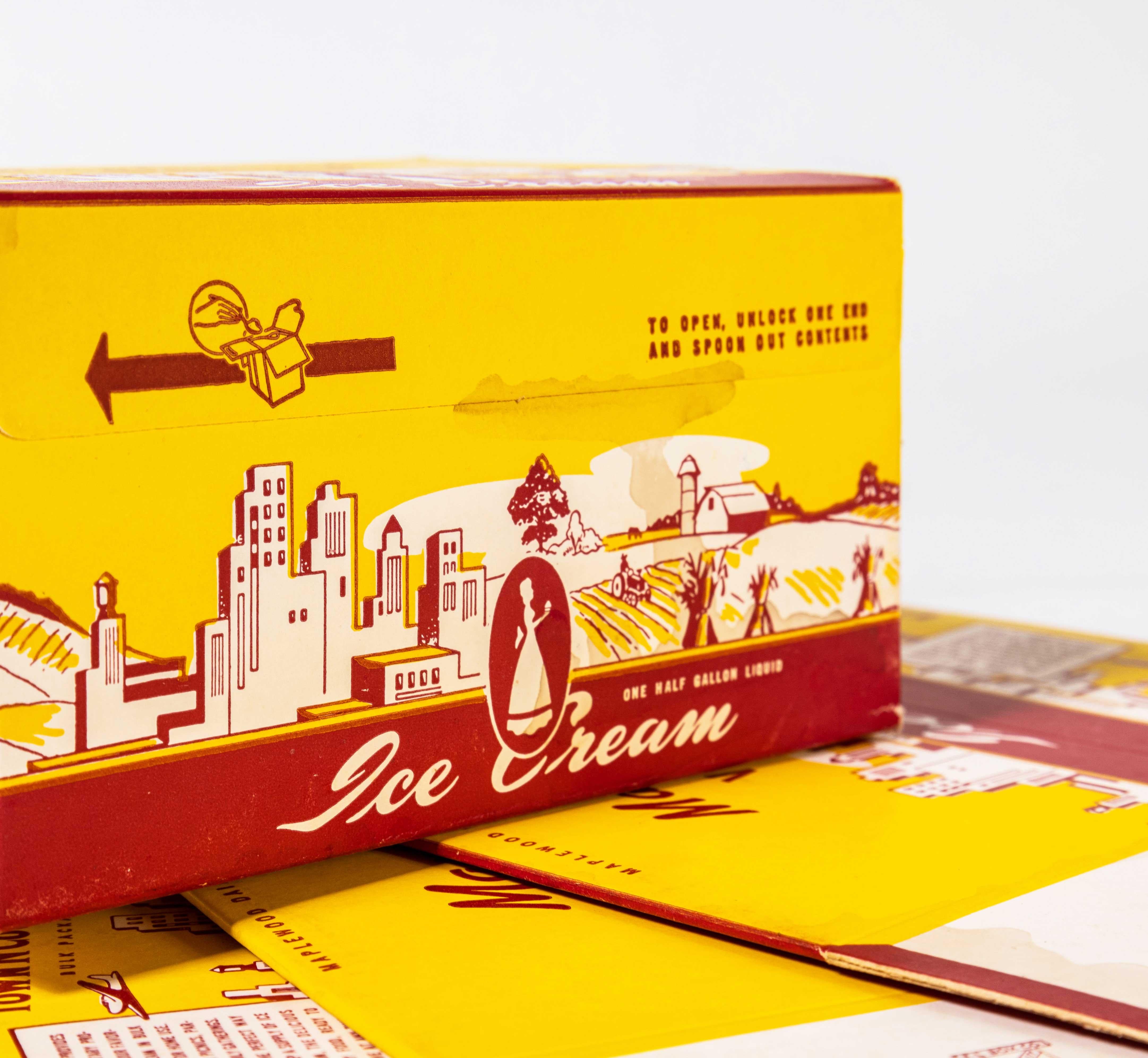 1950's Vintage Eiscreme Kartons - Viererpack (Mitte des 20. Jahrhunderts)