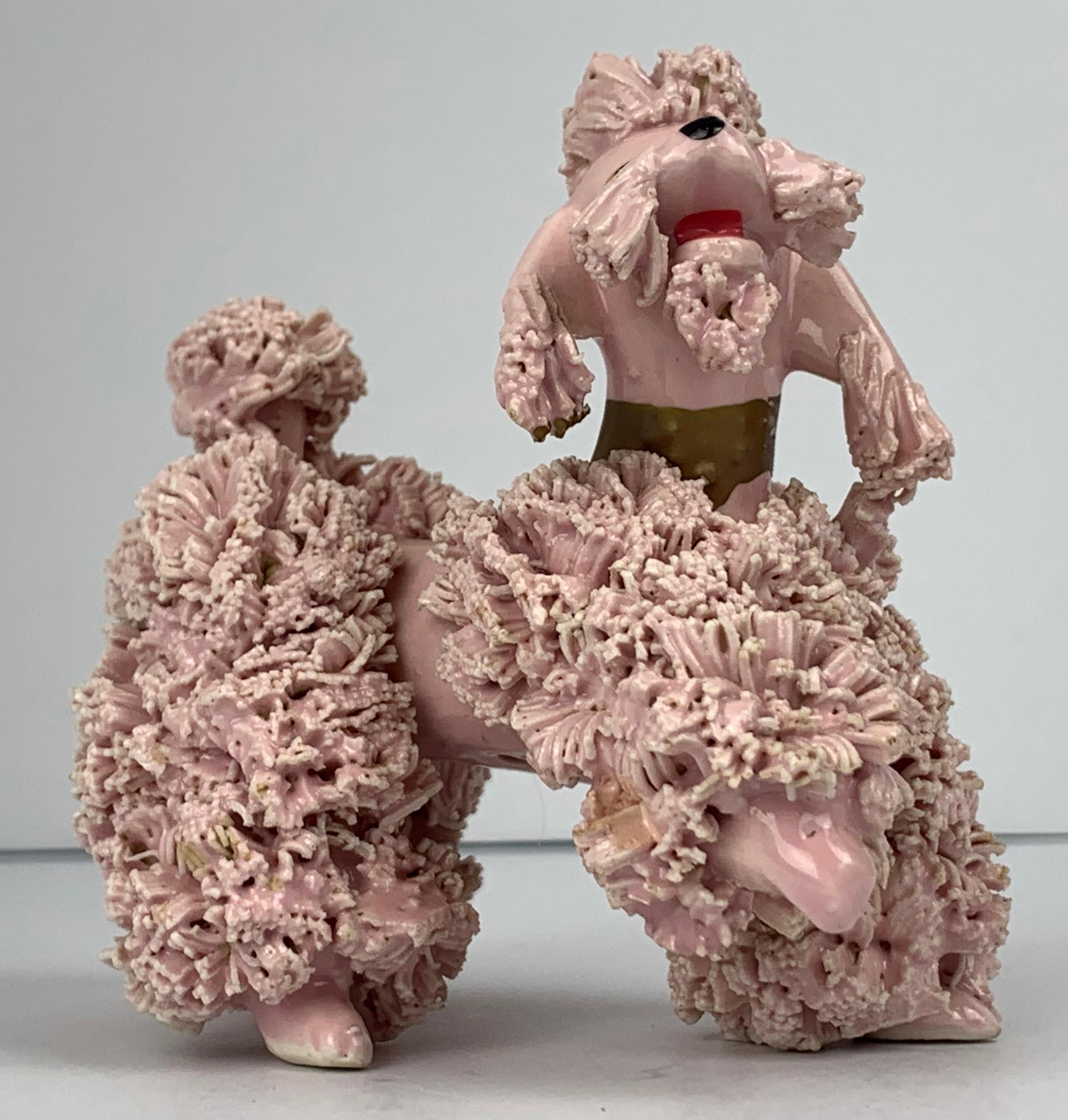 vintage pink poodle figurines