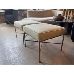 1950s Vintage in the Manner of Paul McCobb X Base Ottomans - a Pair