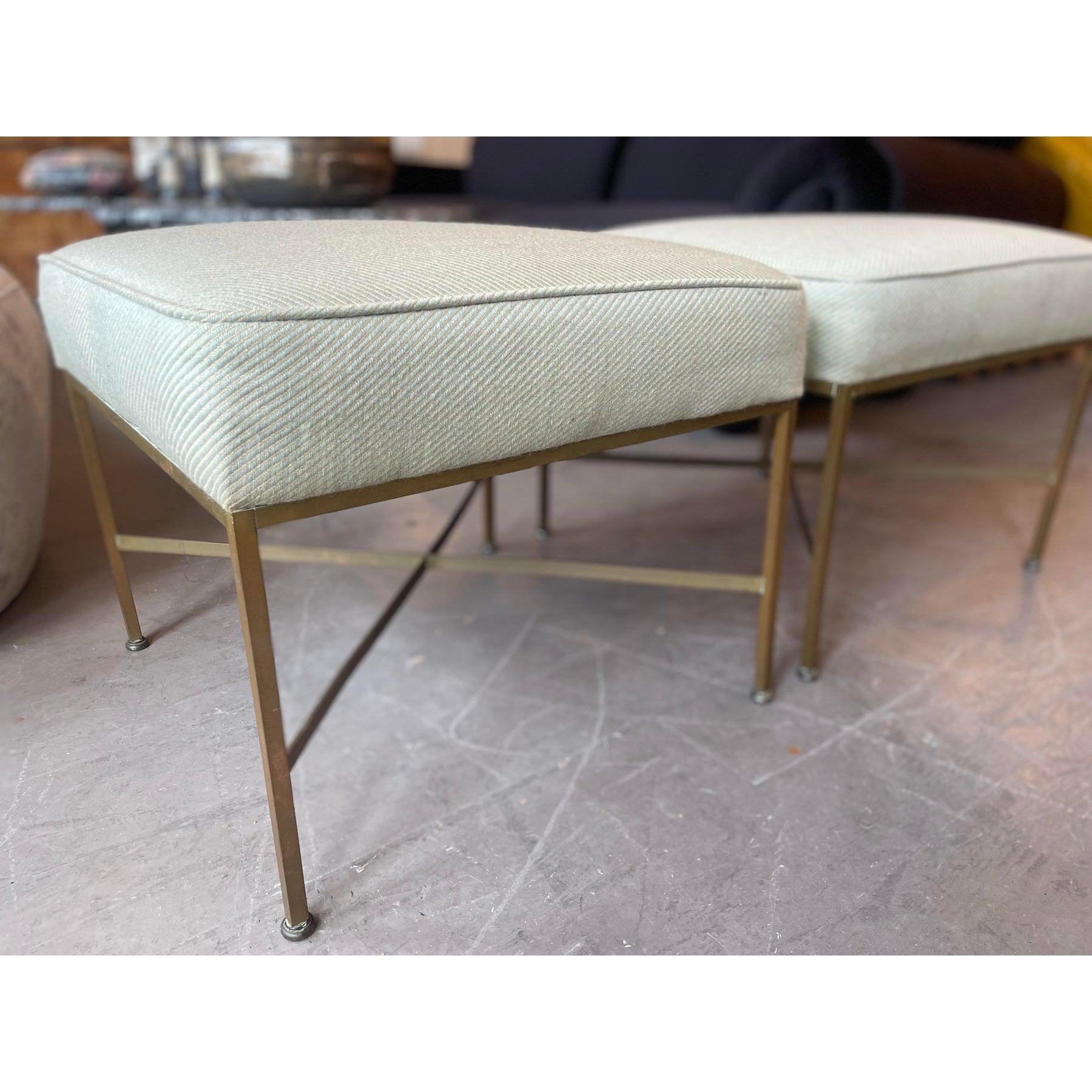 1950s Vintage By in the Manner of Paul McCobb X Base Ottomans - a Pair (Messing) im Angebot