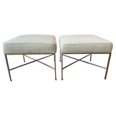 1950s Vintage in the Manner of Paul McCobb X Base Ottomans - a Pair