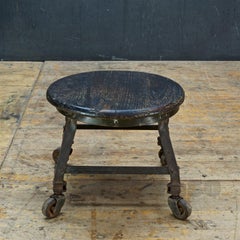 Vintage Industrial Oak + Iron Filing Step Stool Rustic Kitchen Library Pedestal