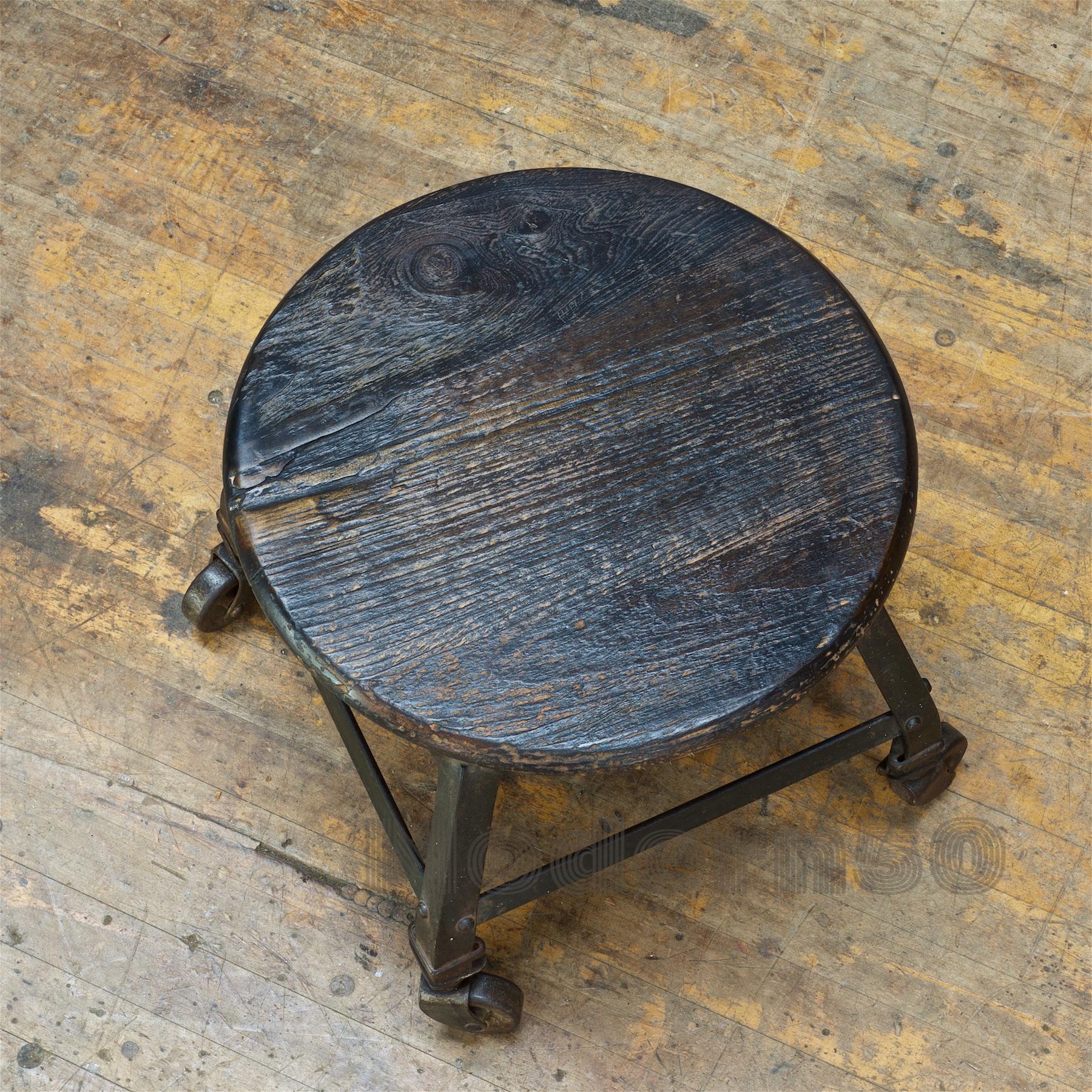 antique metal stool