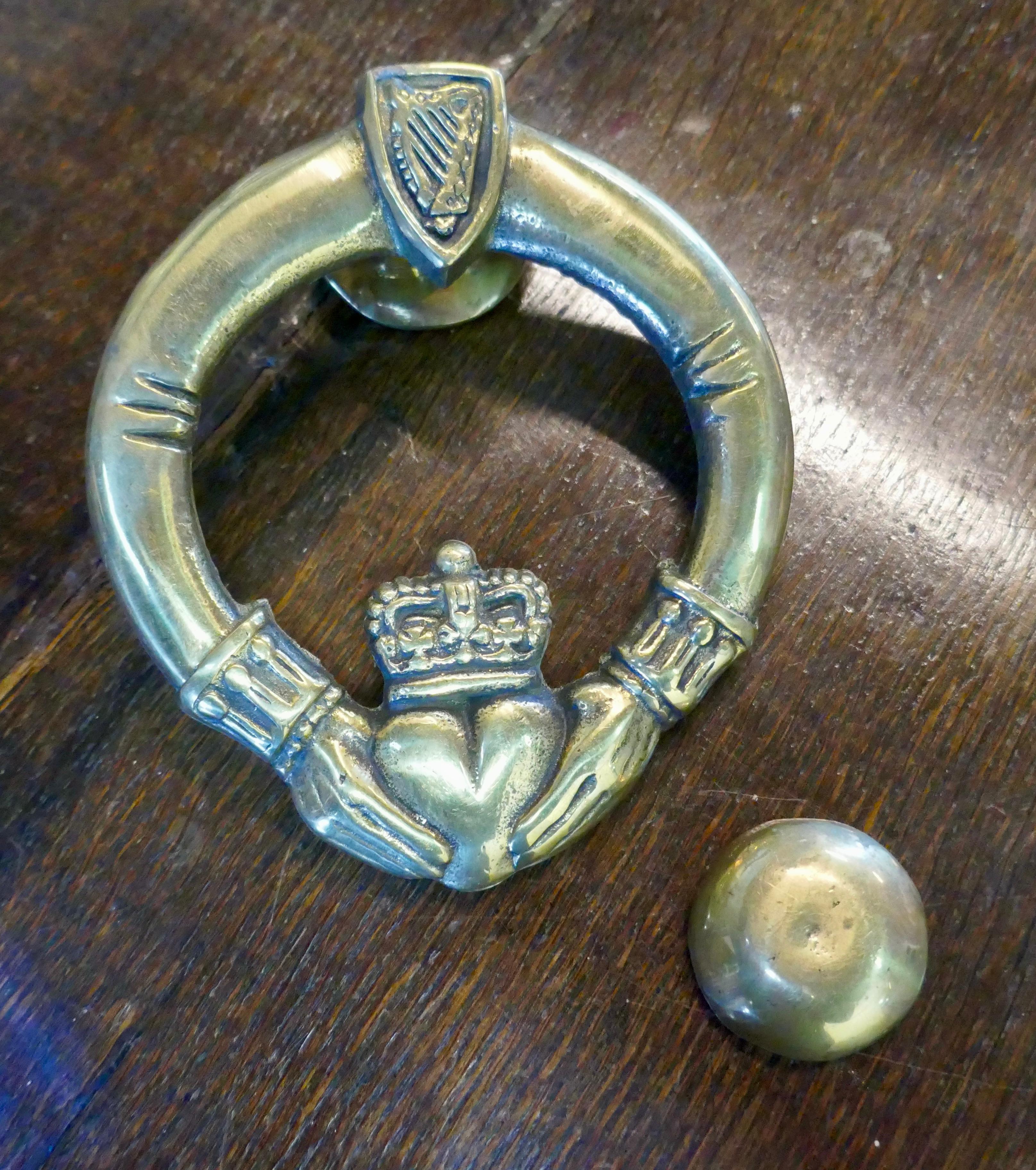 Folk Art 1950s Vintage Irish Celtic Claddah Brass Door Knocker