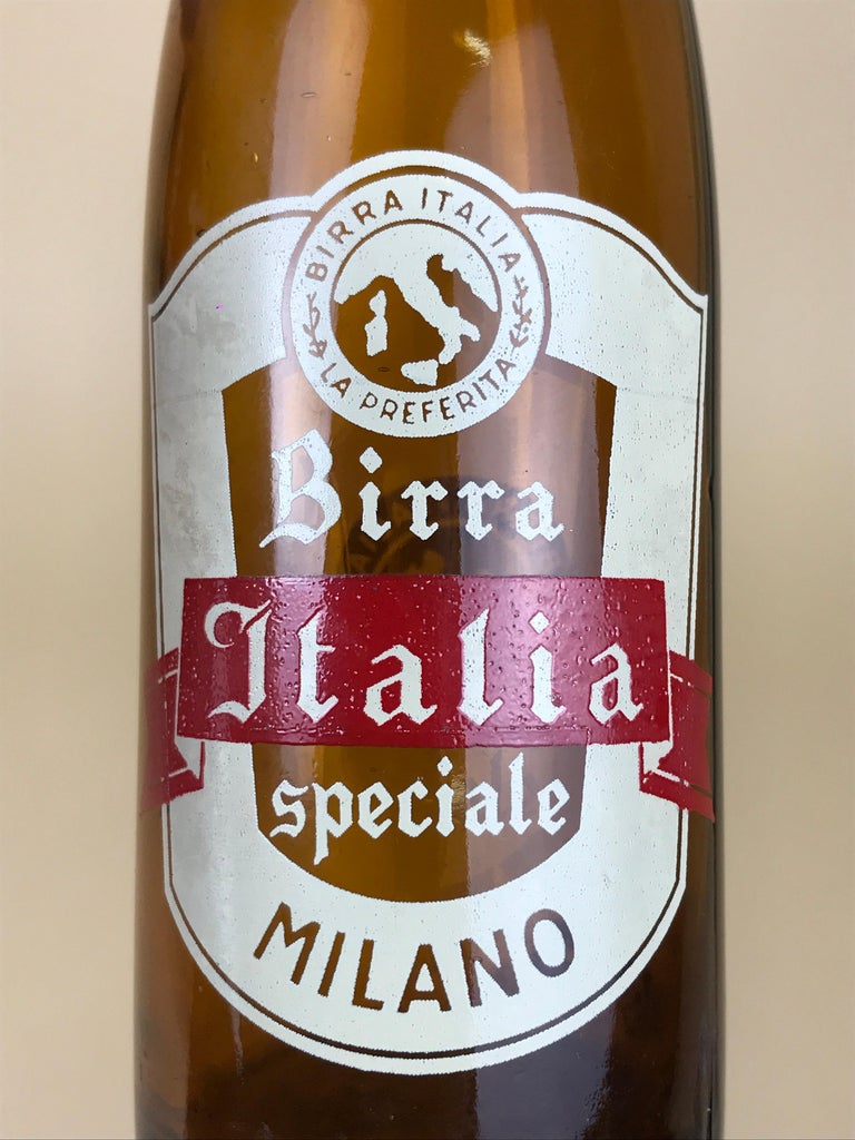1950s Vintage Italian Birra Italia Beer Brown Glass Bottle Made in Milan For Sale 7