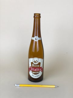 1950s Vintage Italian Birra Italia Beer Brown Glass Bottle Made in Milan