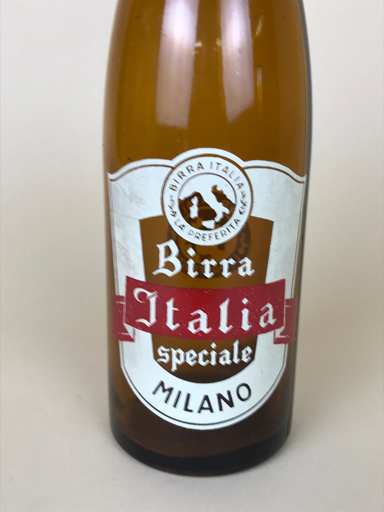 1950s Vintage Italian Birra Italia Beer Brown Glass Bottle Made in