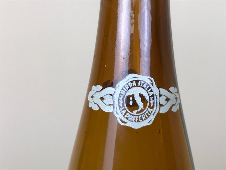 1950s Vintage Italian Birra Italia Beer Brown Glass Bottle Made in Milan For Sale 4